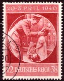 Timbru Germania 1940 - Ziua de Naștere a lui Hitler, Fetiță cu Flori, 12+38 Pf. (Mi. 744) - Ștampilat -A222