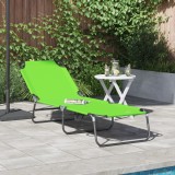 VidaXL Șezlong pliabil portabil verde din țesătură Oxford 600D