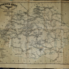 romania mare - harta cailor ferate insotita de un index alfabetic -din anul 1920
