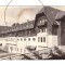 CP Borsec - Pavilionul central. Baile calde, RPR, circulata 1960, patata