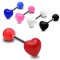 Piercing colorat pentru limba, inima simetrica, lucioasa - Culoare Piercing: Negru - K