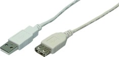CABLU USB LOGILINK prelungitor, USB 2.0 (T) la USB 2.0 (M), 2m, gri, &quot;CU0010&quot; (timbru verde 0.18 lei)