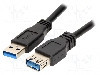 Cablu USB A mufa, USB A soclu, USB 3.0, lungime 1m, negru, LOGILINK - CU0041