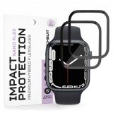 Folie de protectie Ecran Techsuit Nano Flex pentru Apple Watch Series 9 / 8 / 7 45mm, Plastic, Set 2 bucati, Neagra