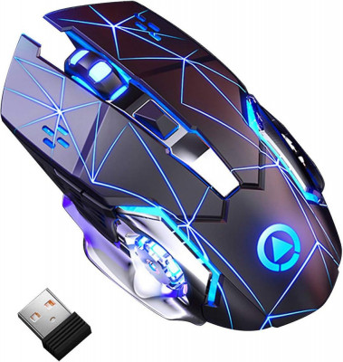 Mouse Nou pentru Gaming, E-Sports A4, 1600dpi, 6 Butoane, RGB, Star Black, Wireless NewTechnology Media foto