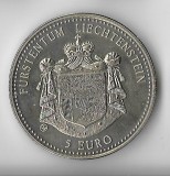 Moneda 5 Euro 1998 - Liechtenstein, 75 Jahre Zollvertrag, 38,75 mm, in capsula