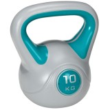 SPORTNOW Kettlebell 10 kg din PU, Baza Plata, Maner, Albastru - Gantera Antrenament Fitness