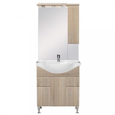 Mobilier complet de baie Bianca Plus 75, culoare stejar sonoma, deschidere pe dreapta foto