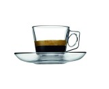 Set cesti de cafea, Pasabahce 97301, 12 piese, 6 cesti si 6 farfurioare, sticla, 80 ml