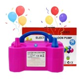Pompa electrica pentru umflat baloane EMC ONSHOP&reg;, P 600W, 2 moduri de operare, 2 duze extra, Compartiment cablu, Roz/Albastru