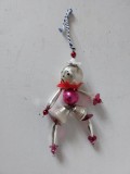 Ornament / glob de sticla decor pom de Craciun, vechi, vintage, deosebit, omulet, anii 70, import din Cehoslovacia, 11cm lungime