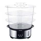 Cumpara ieftin Aparat de gatit cu aburi Master Collection Heinner, 1000 W, 12 l, indicator nivel apa, 3 boluri, Argintiu/Negru