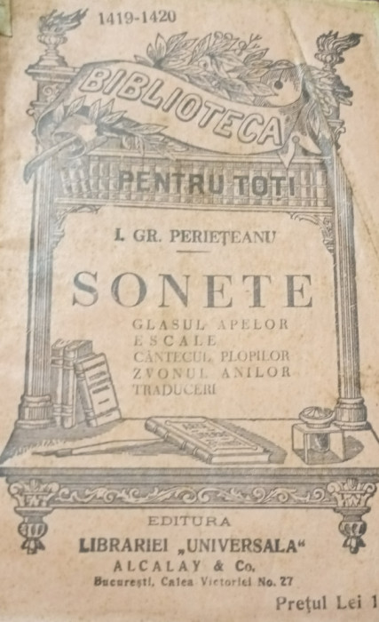 SONETE I G PERIETEANU BIBLIOTECA PENTRU TOTI NR.1419-1420