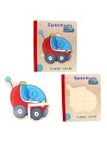 Carte 6 Puzzle-uri din lemn &ndash; Descopera Spatiul, limba Engleza, 30 piese, 3 ani+