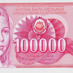 Bancnota Iugoslavia 100.000 Dinari 1989 - P97 UNC