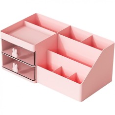 Cutie organizare, papetarie, makeup, plastic, pc hard, 27.5x15.5x12 cm, cherry pink