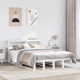 VidaXL Cadru de pat fără saltea, alb, 135x190 cm, lemn masiv de pin 3306520