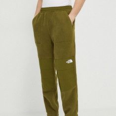 The North Face pantaloni de trening culoarea verde, neted