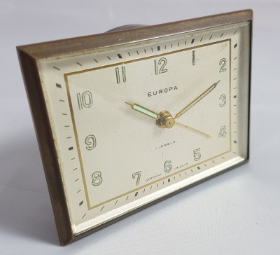 Ceas vintage de birou EUROPA din bronz, functional cu alarma foto