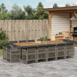 Cumpara ieftin Set mobilier de grădină cu perne, 15 piese, gri, poliratan