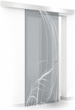 Usa culisanta Boss &reg; model Lava alb, 60x215 cm, sticla gri 8 mm, glisanta in ambele directii, Modern Glass Art