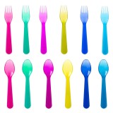 Set Linguri și Furculițe Reutilizabile, 12 Bucăți, 16cm, Culori Variate, CMCLASS
