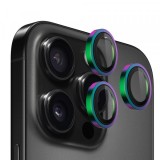 Folie de protectie Camera Spate Blueo Metal Frame pentru Apple iPhone 16 Pro Max / 16 Pro, Sticla Securizata, Set 3 bucati, Multicolor