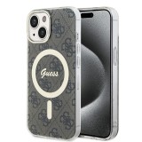 Husa iPhone 15 Plus originala Guess IML 4G MagSafe, maro, GUHMP15MH4STW