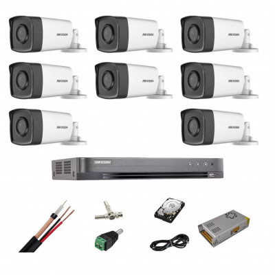 Kit - Sistem Supraveghere Video 4K HIKVISION - 8 camere - HDD si accesorii foto