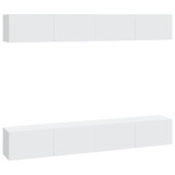 Cumpara ieftin Dulapuri TV de perete, 4 buc, alb, 100x30x30 cm