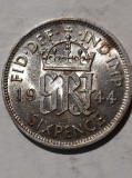 Moneda 6 pence 1944 argint Anglia