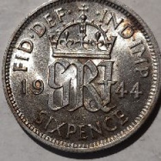 Moneda 6 pence 1944 argint Anglia