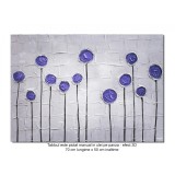 Tablou pictat manual, Aranjament floral cutit abstract (4) - 70x50cm ulei pe panza de in cutit efect 3D