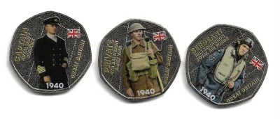 Marea Britanie - UNIFORME ARMY 1940 3x50p - 3xMedalie/Moneda Comemorativa foto