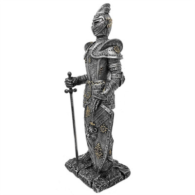 Statueta Cavaler Medieval cu Scut si Sabie 24 cm foto