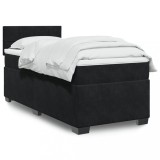 VidaXL Pat box spring cu saltea, negru, 100x200 cm, catifea 3286236