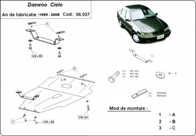 Scut motor metalic Daewoo Cielo 1995-2007 foto