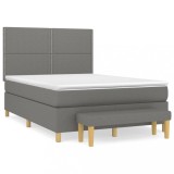 Cumpara ieftin Pat box spring cu saltea, gri inchis, 140x200 cm, textil