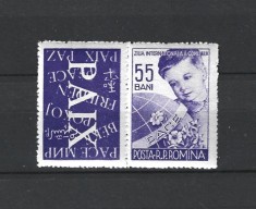 ROMANIA 1956 - ZIUA INTERNATIONALA A COPILULUI, VINIETA 3,MNH - LP 406a foto
