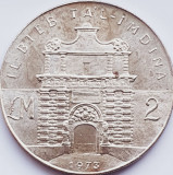 603 Malta 2 Liri 1973 Ta&#039;l-Imdina Gate km 20 argint, Europa