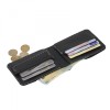 Portofel clasic barbati din piele naturala, Hector 2, negru mat cusut in X cu gri, Elyk Creation