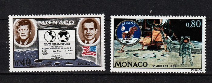 Monaco, 1970 | Aselenizare - Kennedy, Nixon - Apollo 11 - Cosmos | MNH | aph