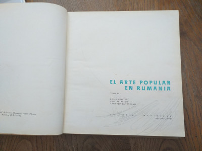 BORIS ZDERCIUC--ARTA POPULARA IN ROMANIA - 1964 / editata in spaniola foto