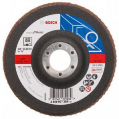 Disc de slefuire evantai BOSCH X551 pentru metal ,D 125 mm; G 80, versiunea dreapta