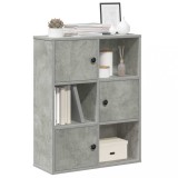 Gossi biblioteca, gri beton, 60x24x76,5 cm, lemn prelucrat
