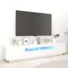 VidaXL Comodă TV cu lumini LED, alb, 200x35x40cm