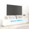 Comoda TV cu lumini LED, alb, 200x35x40cm