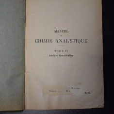 Manuel de chimie analytique tome II analyse quantitative (1924)