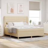 Cumpara ieftin Pat box spring cu saltea, crem, 180x200 cm, textil