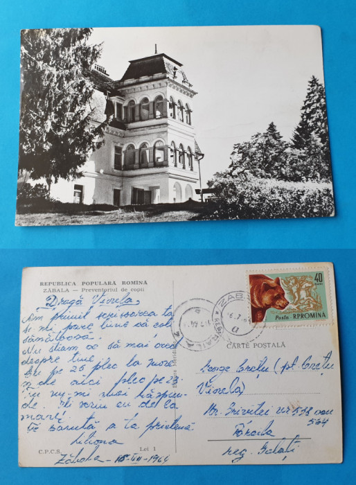 Carte Postala frumos circulata veche anul 1964 - ZABALA - Preventoriu de copii